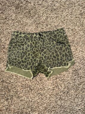 Level 99 Leopard Print Olive Women's Shorts